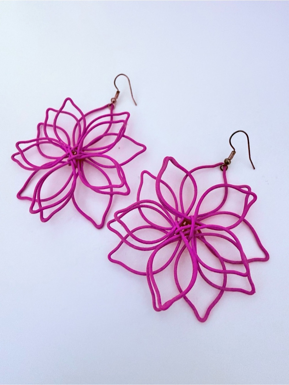 Fuchsia Flower Wire Earrings